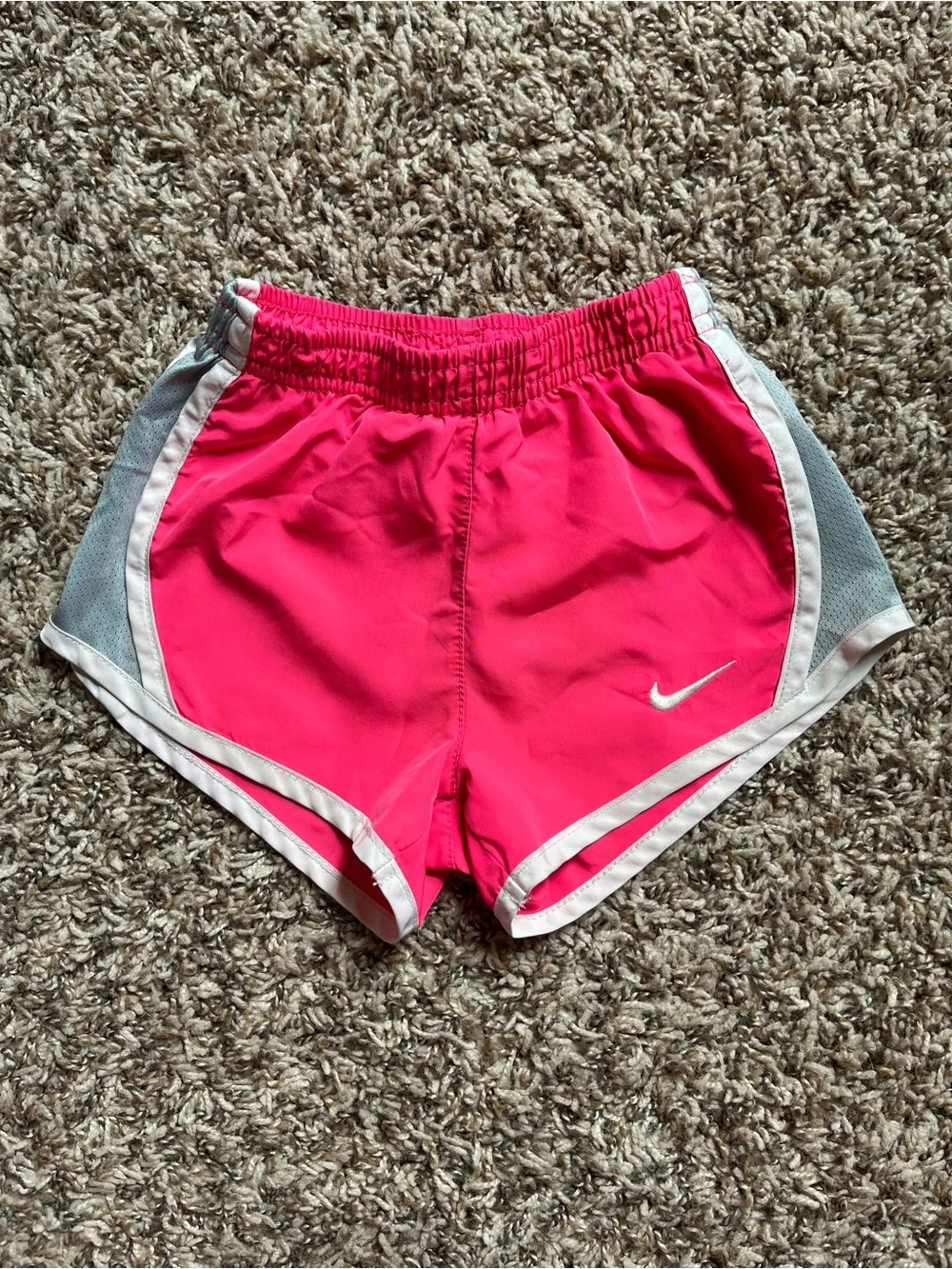 Nike Girl's Hot Pink Athletic Running Shorts with White Trim